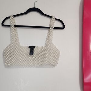 Anthropologie Pearl Beaded Crop Top